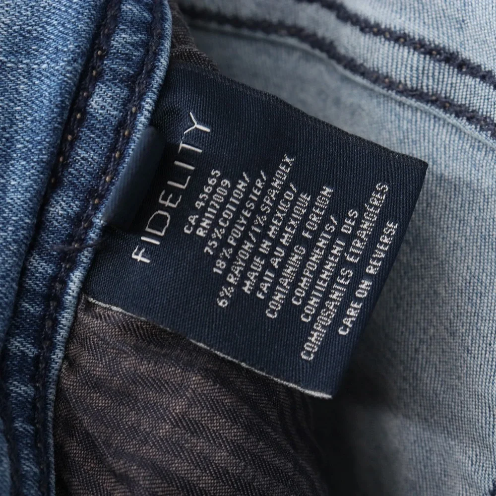 Fidelity Denim Men's Jimmy Posse Slim Straight Jeans Medium Wash Blue Size 34